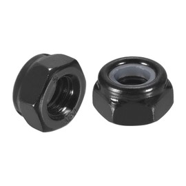 uxcell 15Pcs M6 x 1 Nylon Insert Hex Lock Nuts, Carbon Steel Self-Locking Nylon Insert Stop Nut for Industrial Construction Fasteners, Black&Black