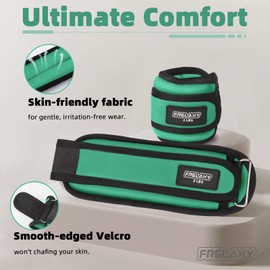 Frelaxy Ankle Weights Sets for Women Men Kids 1lb 2lb 3lb Pairs with Adjustable Straps, Strength weighted for Physical Therapy Running Walking Fitness Gym Workout (Green, 2 lbs x 2)