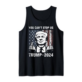 You Can't Stop Us Trump 2024 Fingers Flag Poster Tank Top