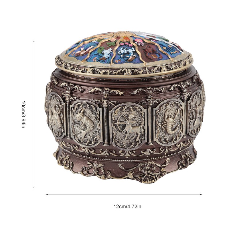 Vintage Music Box with 12 Constellations Rotating Goddess Twinkling LED