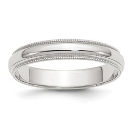 Sterling Silver 4mm Half Round Milgrain Wedding Band Ring