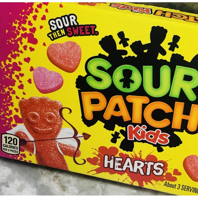 Sour Then Sweet Sour Patch Kids Hearts. 3.1 oz. Soft/Chewy