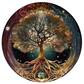 Wooden Puzzle Adults, Tree of Life Wooden Puzzles 200 Pieces, Unique Animal Shape Wooden Puzzle, Creative Christmas Gifts for Teenagers and Adults, Diamond Painting Set