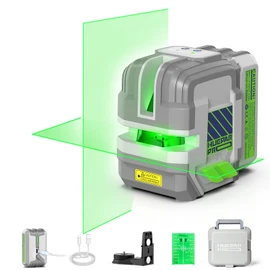 Laser Level Rechargeable, Huepar Pro Self Leveling Green Cross Line Laser Level Tool with Outdoor Pulse Mode, 18-Hour Long Runtime, 360° Magnetic Bracket, for DIY, Construction, Floor Tiles&Decoration