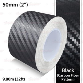 2.0" | 50mm Self-Adhesive Vinyl Pin Stripe Roll Decal Sticker Tape 32ft 9.80m - CARBON FIBER BLACK, Universally Compatible for Cars, Trucks, Vans, Motorcycles, Bikes, Helmets, Arts & Crafts