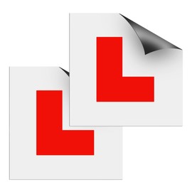 EVOGES Magnetic L Plates for Learner Drivers, Reusable, Easy to attach to Cars Vehicles, Weather resistant, Thick Strong magnet, Red, UK Compliant, Pack of 2