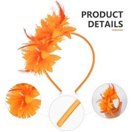 MWOOT Feather Headband, Artificial Flower Feathered Headpiece, Orange Roaring 20s Fascinators for Women, 1920s Feather Headwear, Hair Accessories for Cocktail Wedding Prom Masquerade Tea Party