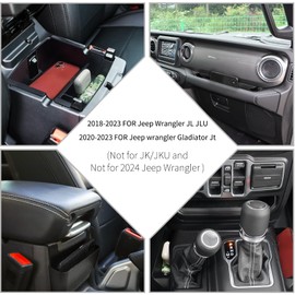 Upgraded 4 Pcs Center Console Organizer Combo Kit Interior Accessories Storage Box Para for 2018 2019 2020 2021 2022 2023 Jeep Wrangler JL JLU and Jeep Gladiator JT JTU,Gear Shift Tray Organizer