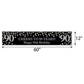 Big Dot of Happiness Adult 90th Birthday - Gold - Happy Birthday Decorations Party Banner