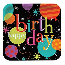 Creative Converting 8 Count Square Paper Life is Great Dinner Plates, 9", Multicolor