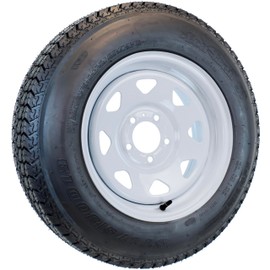eCustomrim 2-Pack Trailer Tire On Rim ST175/80D13 175/80 D 13 Load Range B 5 Lug White Spoke Wheel - 2 Year Warranty w/Free Roadside