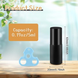 Nozefy 24 Pcs Essential Oil Roller Bottles Black Frosted Glass Roll On Bottle Empty Cosmetic Jars with Stainless Steel Roller Balls & Black Lids for Perfume Travel - 0.17oz/5ml