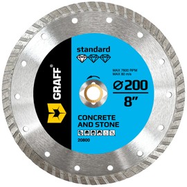 8 Inch Diamond Cutting Wheel for Angle Grinder Arbor 7/8"-5/8" – Turbo Diamond Blade for Stone, Marble, Granite, Brick, Masonry, Concrete – Diamond Saw Blades GRAFF