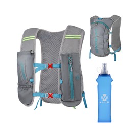 mokzer Running Bag, 4.9 oz (140 g), Ultra Lightweight, Running Backpack, Trail Run, Marathon, Jogging, Cycling, Smaller, Hydration Bag, 16.9 fl oz (500 ml) Water Bottle, Breathable, Waterproof,