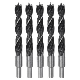 HARFINGTON 5pcs Brad Point Drill Bits 14mm(35/64") Dia Straight Round Shank Metric Brad Point Spiral Twist Drill Bits for Softwood Hardwood Plywood Plastic Rubber, Black