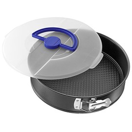 Zenker Z3979 - Teglia con fondo piatto, 26 cm, con coperchio della serie Pure, teglia con rivestimento antiaderente, teglia rotonda con fondo piatto, colore: Nero