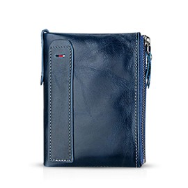 FANDARE Wallet with RFID Protection Men's Wallet Women's Money Clip Credit Card Holder Wallet Leather Wallet, blue, Vintage
