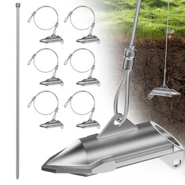 WooFog 6 Pack Earth Anchors for Trapping, Duckbill Earth Anchors with Drive Rod, 30 Inch Heavy Duty Ground Anchor for Sheds, Trap Anchors for Securing Trapping Stakes, Greenhouses, Tents