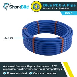 SharkBite 3/4 Inch x 100 Feet Blue PEX-A, PEX Pipe Flexible Water Tubing for Plumbing, UA70B100