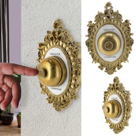 Press for Champagne Bell 14.5 x 22 x 14.5 cm Iron Gold Concierge Bell Champagne Bell with Ringtone (1 x Decorative Bell Gold)