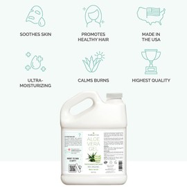 KinRose Care Organic Aloe Vera Gel Bulk - Half Gallon - for Face, Skin, Hair & Sunburn Relief From 100 Percent Pure Aloe Vera - Cold Pressed, Vegan, Unscented - Made in USA (64 Fl Oz)