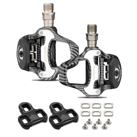 KOOTU Bike Pedals 9/16" Universal Road Bike Pedals Bicycle Platform Pedals Clipless Pedals Suitable for Road Bike Spin Bike MTB Indoor Bike (Look KEO Bike Pedals-Carbon Pattern)