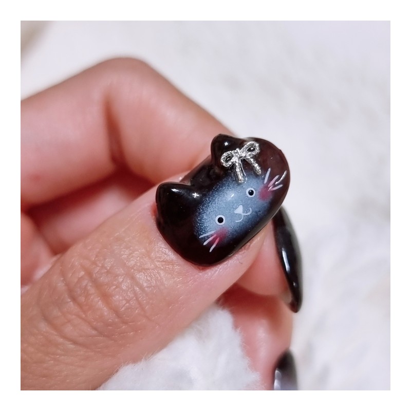 Brown Sky Cat Handmade Nail Tips - Ballerina / 브라운