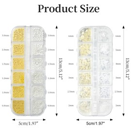 2 Box/24 Tabletts Nailart Perlen Mikroperlen Kaviar 0.8-3mm Gold Silber Kleine Edelstahlperlen, Nageldesign DIY Nail Art Dekoration Mikro Kaviar Perlen Nagel Charms Glitzersteine Nagelzubehör