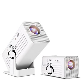 【Built-in App】Polaring Mini Projector, Smart 4K Projector with WiFi and bluetooth 1080P Support, Auto Keystone Correction，90° Rotating Adjustment，Compatible with phone, TV Stick , HDMI, USB