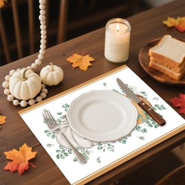 Tarklanda Fall Vinyl Table Placemats Set of 6, 11 x 15.7 Inches Washable Plastic Placemats for Kitchen Dining Party - Orange Pumpkin