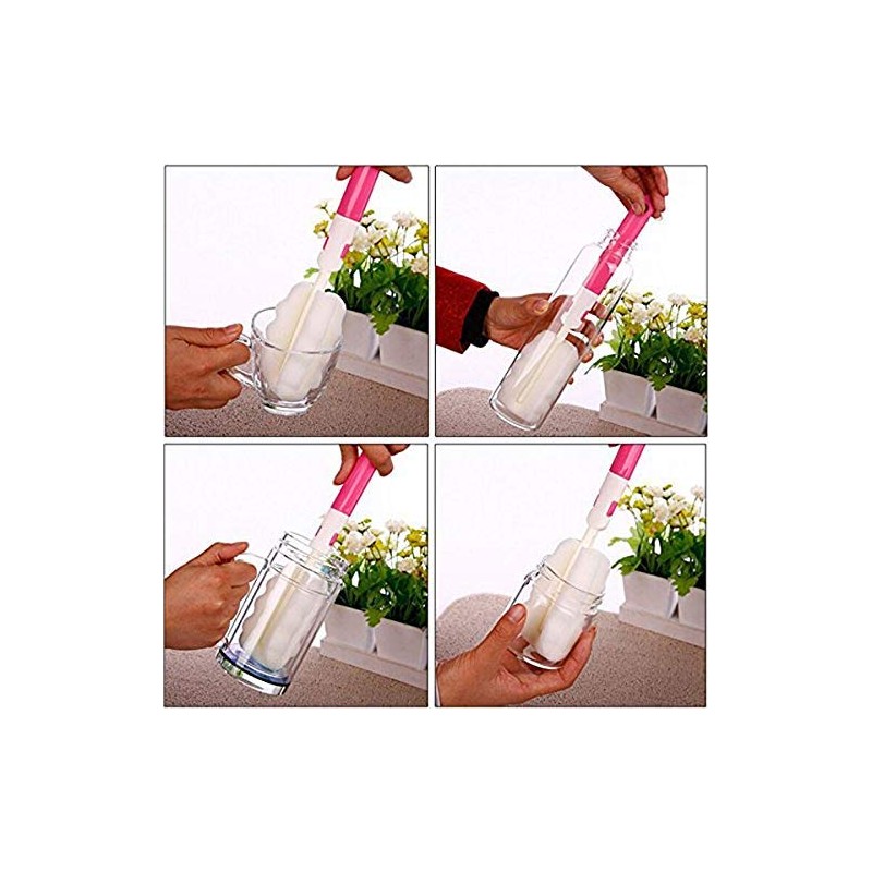 INVODA 4PCS Bottle Brush,Bottle Washer Set Long Sponge Bottle Cleaning