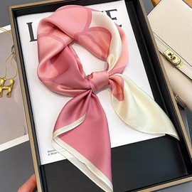 [KQHOMEI] Scarf Summer Women's Scarf, Silk, 27.6 x 27.6 inches (70 x 70 cm), Summer Scarf Length Square Bag Decoration, Hair Decoration, Commuting to Work Office Uniform Scarf, a14