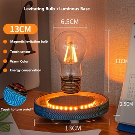 KIYOMING Levitating Light Bulb with Rainbow Magnetic Floating Light Bulb with Transparent Luminous Light Base 360 Degree Rotating Desk Lamp Table Lamp