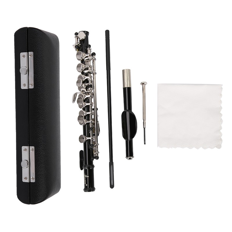 Detachable Silver Plated C Piccolo With Screwdriver PU Leather Box