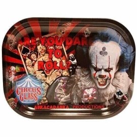 Circus Glass Mini Metal Rolling Tray - 7" X 5.5"