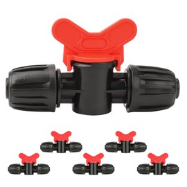 Bonviee 6 Packs 1/2” Drip Irrigation Shut Off Valve, in-Line Barbed Locking Valve for 1/2 Inch Tubing, Water Flow Control for Garden, Greenhouse, Raised Bed Systems