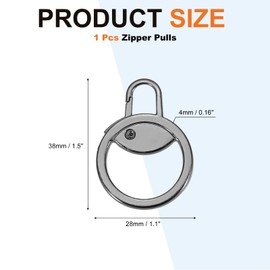 MECCANIXITY Metal Zipper Pull Charm 1 Pcs Detachable Round Zipper Pull Replacement Slider Extender Repair Kits for Coats Jackets Pants Luggage Suitcase Purse Fasteners, Light Black