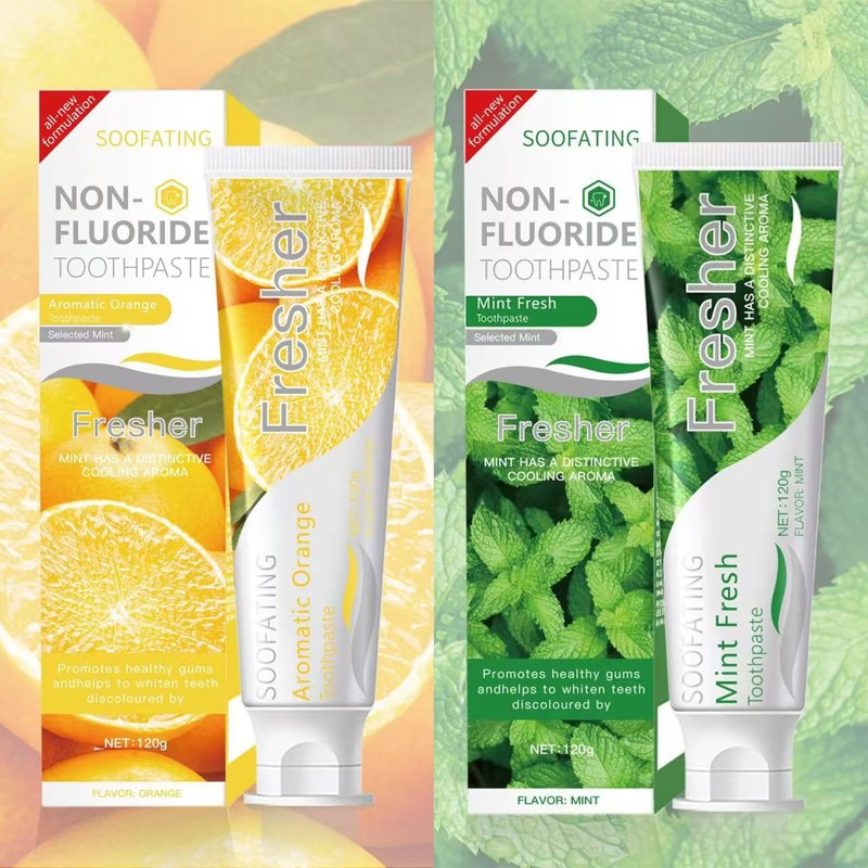 Non-Fluoride Toothpaste Mint or Aromatic Orange Flavour Cleaning Toothpaste Breath