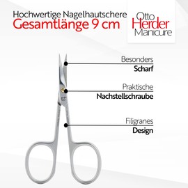OTTO HERDER ® Cuticle Scissors Stainless Steel 9 cm Golden Screw for Precise Cutting Protruding Cuticles