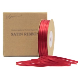 LASOIE Satin Ribbon for Flower Bouquet Gift Wrapping for Crafts Bows for Girls Hair Presents Bookmarks Birthday Party Decorations Wedding Invitations Decorative for Craft Red 3mm 1/8 Inches