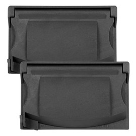 Maxxima 1-Gang Horizontal Outdoor Outlet Cover Box, Heavy Duty Weather Resistant, Universal Flip Cover with Auto-Close, Compatible with Standard Outlets, GFCI, Switches & More, Black (2-Pack)