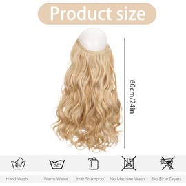 AYNKH Blonde Hair Extensions, Invisible Synthetic Fibre Blonde Extensions with Pick-up Colouring, With Fish Line Ready to Wear