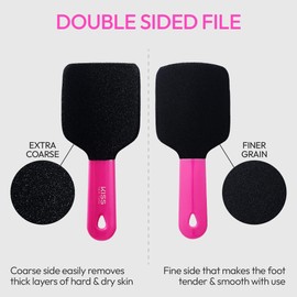 Kiss New York QuickBuff Foot File – Callus Remover for Feet, Spa Pedicure Quality, Stainless Steel, Dead Skin Removal, Emery Foot Heel Scrubber, Waterproof Rust Proof, Wet & Dry (Curved, Double-sided)