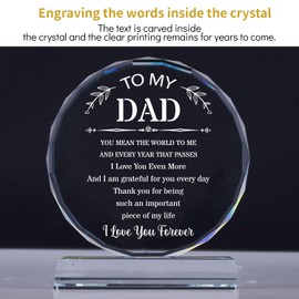 Cutywood Gifts for Dad, Unique Crystal Engraved Dad Gifts from Daughter Son, Dad Birthday Gifts for Men, To My Best Dad Gifts on Birthday Christmas Valentines Day