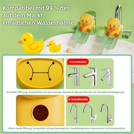AIRCADIA Tap Extension Children's Duck Shape That Can Step Your Feet, 16 cm Children's Sink for Bathtub, Tap Extension for Baby Child, Hand Wash, Water Nozzle Extender, Kitchen