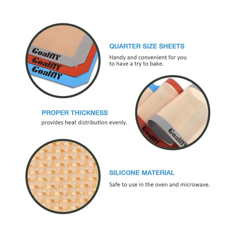 Goalfly Small Silicone Baking Mat Sheet (11.8 x 8.5 IN),