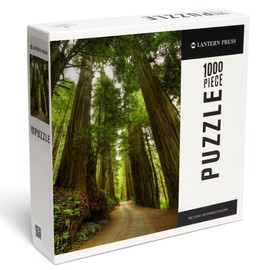 Lantern Press Redwood Forest Road Photography A-91535, 1000 Piece Jigsaw Puzzle for Adults, Made in USA with Reference Poster