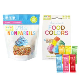 ColorKitchen Nonpareil Sprinkles 3oz and Food Coloring (6 Pack) Bundle