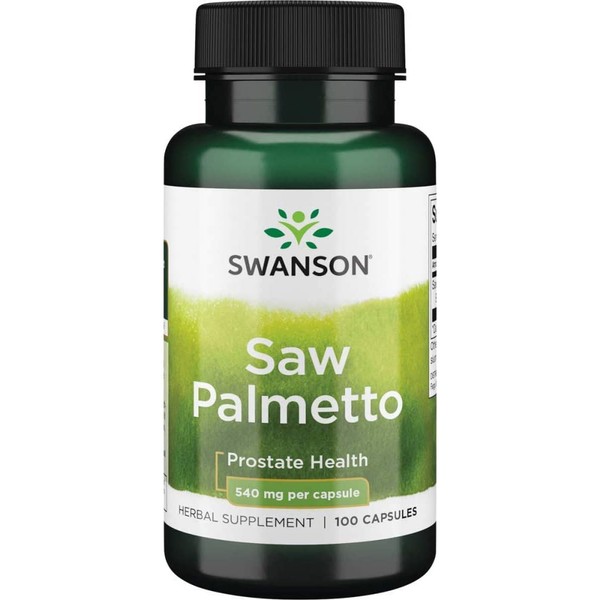 Swanson Saw Palmetto Herbal Supplement for Men Prostate Health Hair Supplement Urinary Health 540 mg 100 Capsules