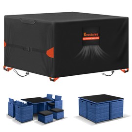 Kovshuiwe 36" Lx36 Wx28 H Patio Furniture Covers, Outdoor Furniture Covers Waterproof, Tear-Resistant Patio Table and Chair Set Cover with Fastener Windproof Buckle Straps, Heavy Duty, 600D Oxford